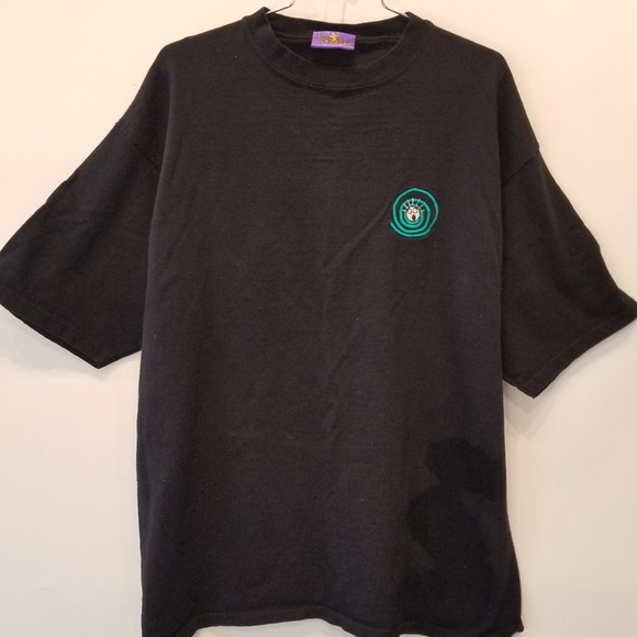 Vintage 90's Scared Guy Black Cotton Embroidered Tee Size XXL - Picture 4 of 10